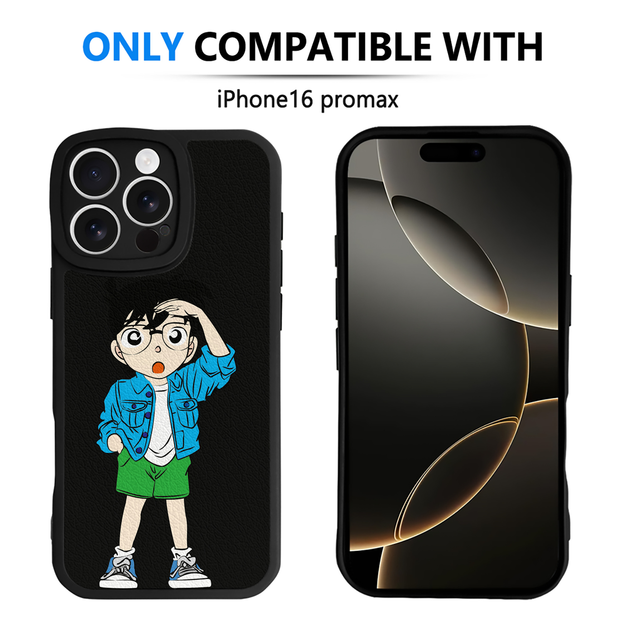 （画像用） 名探偵コナン 江戸川 コナン Detective Conan Conan Edogawa 【iPhone 16シリーズ対応】シリコンスマホケース（レザー調） 材質：シリコン